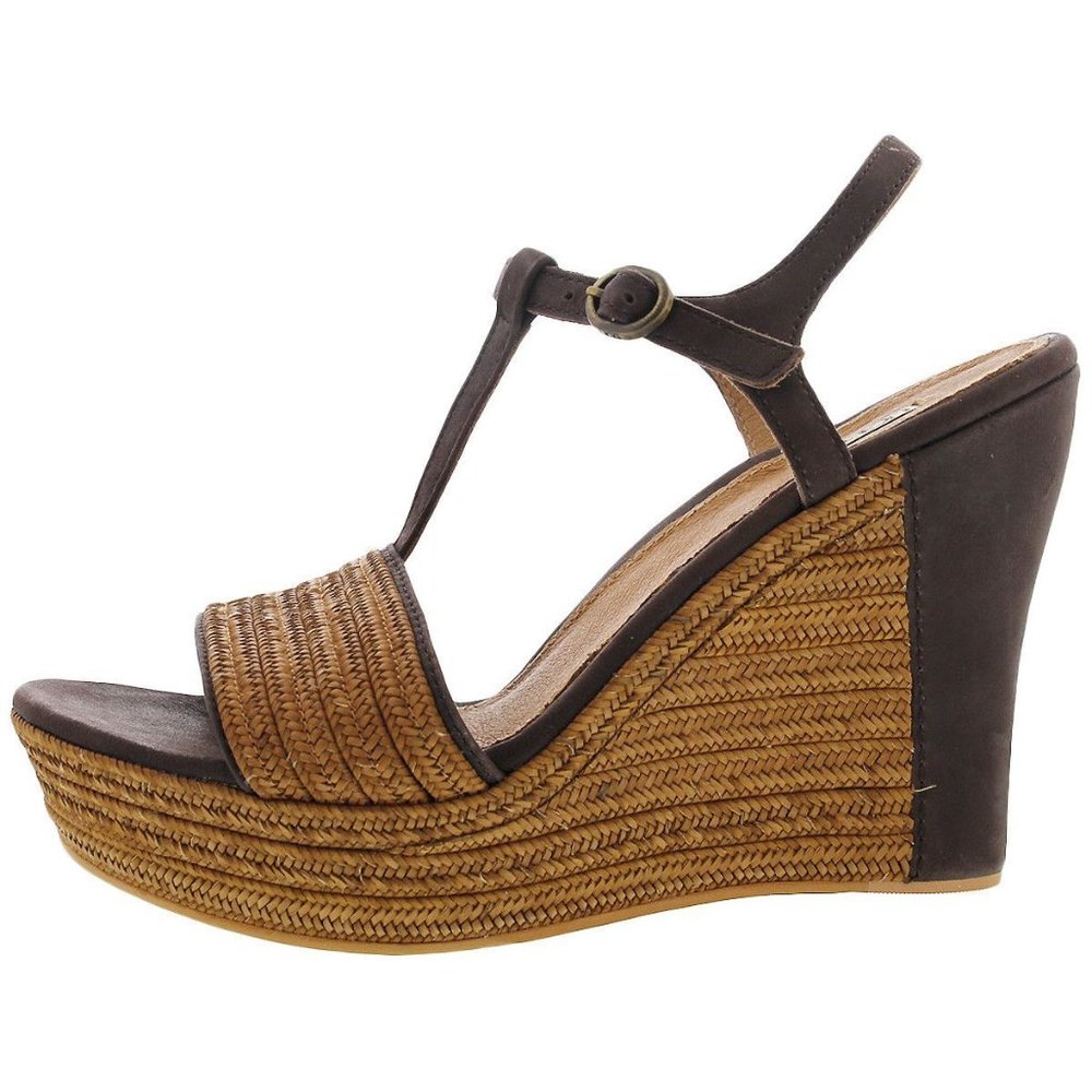 Ugg Fitchie Platform Leather Sandals Brown Sz 7.5